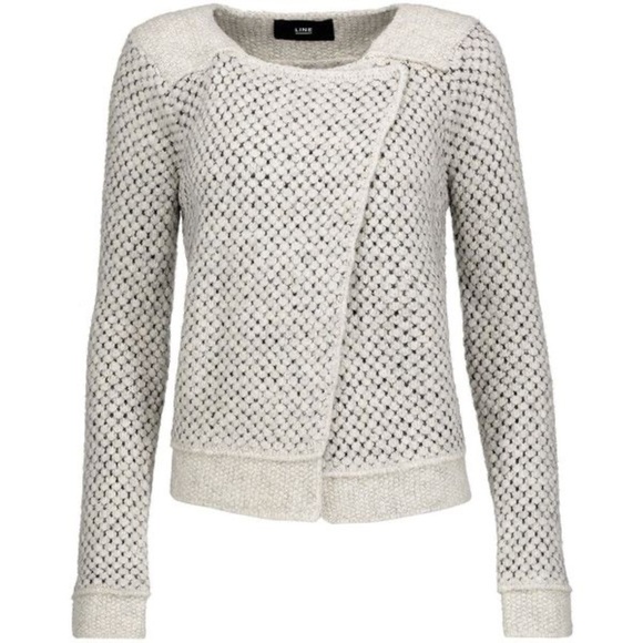 Line Sweaters - LINE The Label Wool Mohair Cardigan Grey Asymmetrical Knit Medium